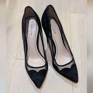 Pour La Victoire Black Mesh Suede Heels Sz. 8